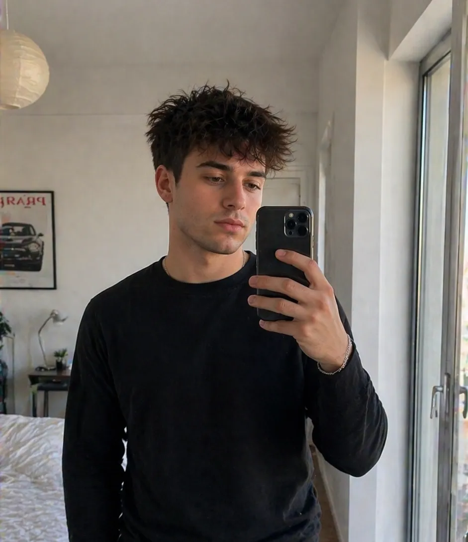 young man on a live video call preview